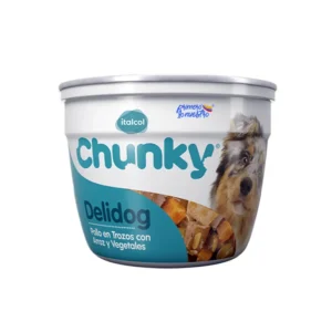 Chunky-Delidog-PotePolloyvegetales Chunky Delidog Pollo en trozos con arroz y vegetales Pote 310 Gr
