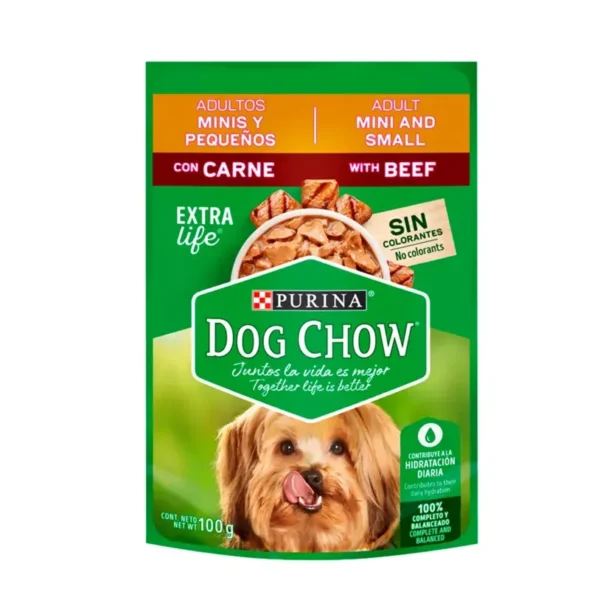 Dog Chow Adulto Minis y Pequeños Carne 100 Gr