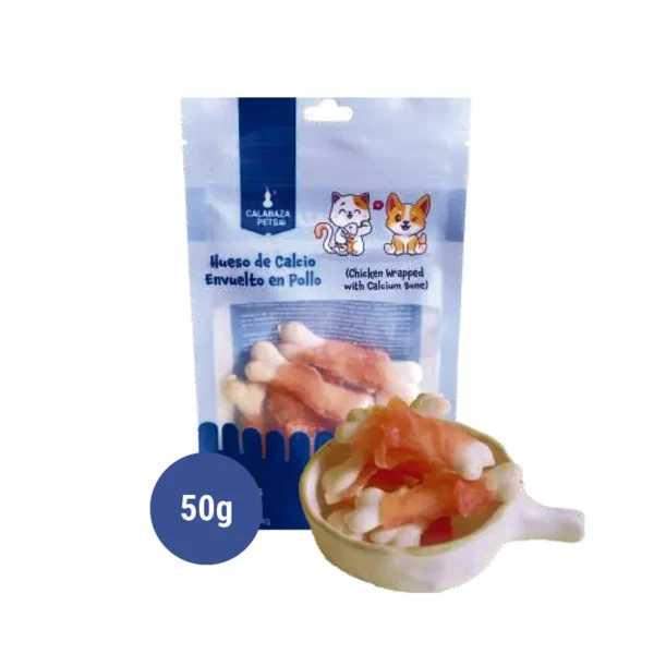 Hueso de calcio con pollo Hueso de Calcio Envuelto en Pollo Deshidratados<br>50 Gr