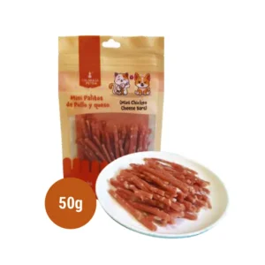 Mini palitos de pollo y queso Mini Palitos de Pollo y Queso Deshidratados 50 Gr