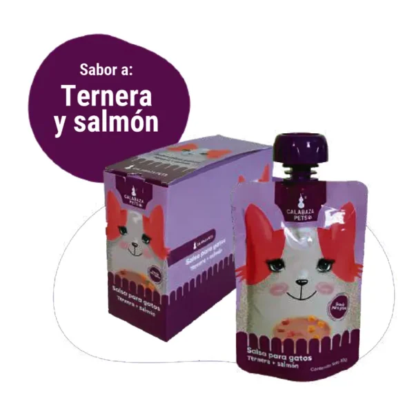 Salsa para Gato - Ternera y Salmón 80 Gr